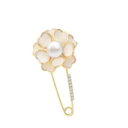 Kim Cài Áo Nữ Meri Peony BR603 Màu Vàng/Trắng