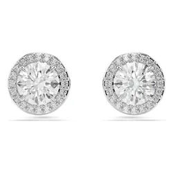 Khuyên Tai Nữ Swarovski&nbsp;Una Angelic Stud Earrings Round Cut, Pavé, White, Rhodium Plated 5636269 Màu Bạc
