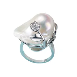 Nhẫn Nữ Jessica Pearl Baroque JSR25 Màu Trắng Bạc
