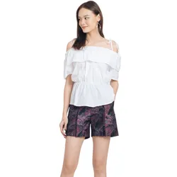 Quần Short Nữ F2 Fashion & Freedom Purple Brocade Shorts With Ethnic Pattern QS51-TC-S-1021 Màu Tím Size S