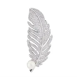 Cài Áo Nữ Meri Lumina Feather BR70 Màu Bạc