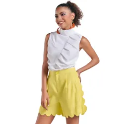 Quần Short Nữ F2 Fashion & Freedom Linen QS62-Vàng Lemon-S-0623 Màu Vàng Chanh Size S