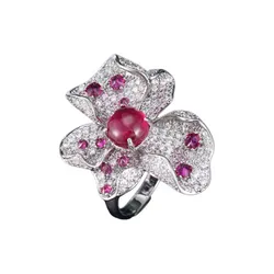Nhẫn Nữ Kya Jewel Gentle Bloom KSR6-Đ Màu Đỏ Bạc