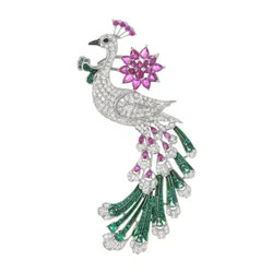 Cài Áo Nữ Meri Peacock Bloom BR49 Màu Bạc