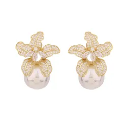 Khuyên Tai Nữ Jessica Pearl Pearl Orchid JE24-V Màu Vàng Gold