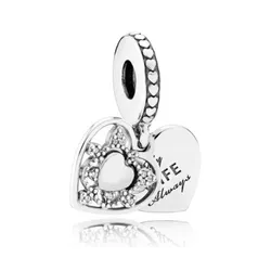 Hạt Vòng Charm Pandora My Wife Always Heart Dangle Charms 792099CZ Màu Bạc