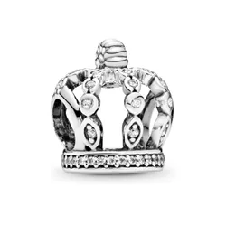 Hạt Vòng Charm Pandora Crown Silver Charm With Clear Cubic Zirconia 792058 Màu Bạc