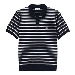 Áo Polo Nam Lacoste Multi-Stripe Bouclé-Mix Short-Sleeve Sweater PH578E 166 Màu Xanh Navy Size 5