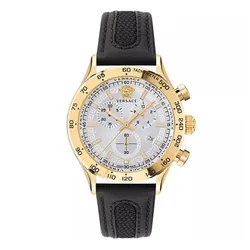 Đồng Hồ Nam Versace Hellenyium Chrono Leather 44mm Màu Đen - Vàng