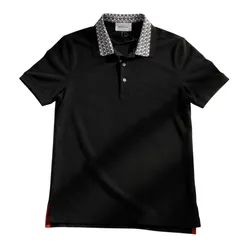 Áo Polo Nam Salvatore Ferragamo Black Check-Collar CP73126 Màu Đen Size XS