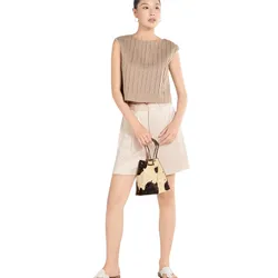 Quần Short Nữ F2 Fashion & Freedom Lụa A Touch Of Effortless Elegance QS91-K-S-0524 Màu Kem Họa Tiết Size S