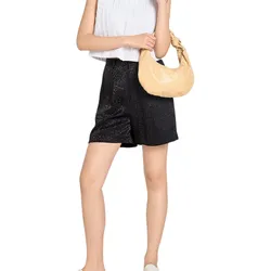 Quần Short Nữ F2 Fashion & Freedom Lụa A Touch Of Effortless Elegance QS91-DEN-S-0524 Màu Đen Họa Tiết Size S