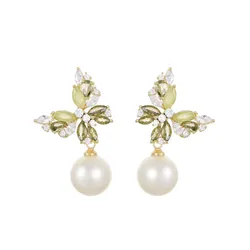 Khuyên Tai Nữ Kya Jessica Pearl  Dew Butterfly JE22 Màu Vàng/Trắng
