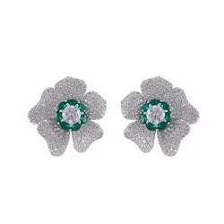 Khuyên Tai Nữ Kya Jewel Windblown Anemone KE25-L Màu Xanh Lá/Trắng