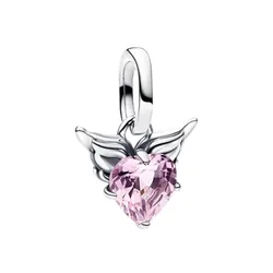 Hạt Vòng Charm Nữ Pandora Winged Heart Mini Dangle Sterling Silver 793626C02 Màu Bạc Hồng