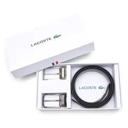 Set Thắt Lưng Nam Lacoste Two Pin Buckle Belt Gift Black RC4050 672 Màu Đen