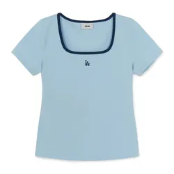 Áo Thun Nữ MLB Basic Squar Neck Slim Fit T-Shirts Los Angeles Dodgers 3FTSB7363-07BLM Màu Xanh Nhạt