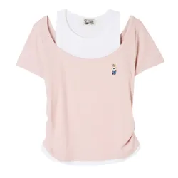 Áo Thun Nữ WHOAU Steve Layered Shorts Sleeve T-shirt WHRAG3754F - PK Màu Hồng