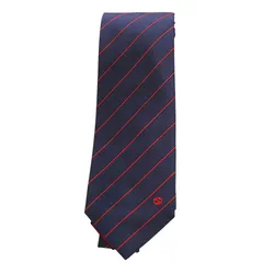 Cà Vạt Nam Gucci Navy & Red GG Logo Stripe Slim Tie 547302 4E002 4074 Màu Xanh Navy