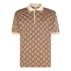 Áo Polo Nam Gucci Beige With GG Logo Printed 742384 XJFGU 2270 Màu Nâu Be Size S