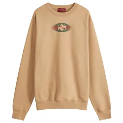 Áo Nỉ Sweater Nam Gucci Logo Crew Neck Sweatshirt 784413 XJGP7 2293 Màu Nâu Size S