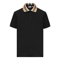 Áo Polo Nam Burberry Check Collar Cotton Shirt 80716211 Màu Đen Size S