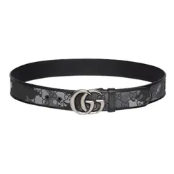 Thắt Lưng Nam Gucci GG Marmont Belt 858004 AAFWK Màu Xám Đen Size 85