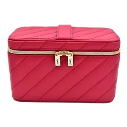 Túi Đựng Mỹ Phẩm Yves Saint Laurent YSL Beauty Gift Red Quilted Makeup Vanity Case Bag Mirror Màu Đỏ