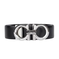 Thắt Lưng Nam Salvatore Ferragamo Silver Logo In Black Leather 67 99939 Màu Đen Size 85