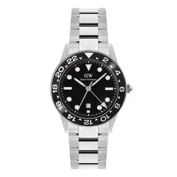 Đồng Hồ Nam Daniel Wellington Iconic GMT Link Black Ceramic Bezel Silver DW00100919 Màu Đen - Bạc