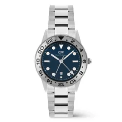 Đồng Hồ Nam Daniel Wellington Iconic GMT Link Brushed Bezel DW00100922 Màu Bạc Xanh