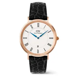 Đồng Hồ Nam Daniel Wellington Roman Numeral Date Black Croc Belly DW00100916 Màu Đen/ Vàng Hồng