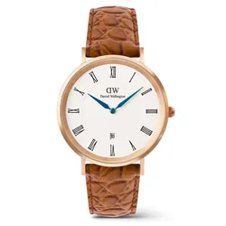 Đồng Hồ Nam Daniel Wellington Classic Roman Numerals Date Light Brown Croc Belly DW00100918 Màu Nâu Trắng