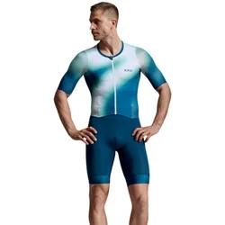 Quần Ngắn Thể Thao 2XU Men's Aero Hex Sleeved Trisuit MT7394d-JLM/MAJ Màu Xanh Blue Size S