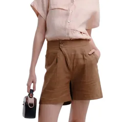 Quần Short Nữ F2 Fashion & Freedom Linen QS67-N-S-0422 Màu Nâu Size S