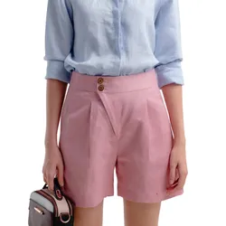 Quần Short Linen Nữ F2 Fashion & Freedom QS66-H-S-0422 Màu Hồng Size S