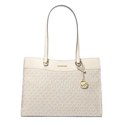 Túi Tote Nữ Michael Kors MK Jet Set Large Signature Logo Tote Bag 35F4GTVT9B Màu Trắng