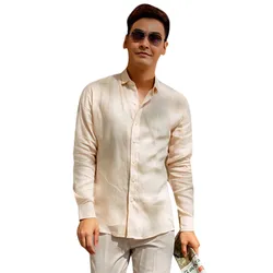 Áo Sơ Mi Linen Nam F2 Fashion & Freedom SMM149-HP-S-0619 Màu Hồng Nhạt Size S