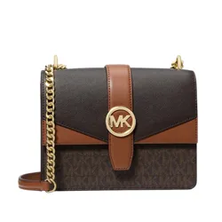 Túi Đeo Chéo Nữ Michael Kors MK Greenwich Small Color-Block Signature Logo Crossbody Bag 35S5GGRC1B Màu Nâu