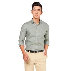 Áo Sơ Mi Linen Nam F2 Fashion & Freedom SMM138-XR-S-0619 Màu Xanh Rêu Nhạt Size S