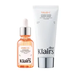 Set Dưỡng Da Hỗ Trợ Làm Sáng, Cấp Ẩm Da Dear Klairs Vitamin Toning Barrier Cream 60g + Serum Vitamin PDRN Bouncy Pore 35ml