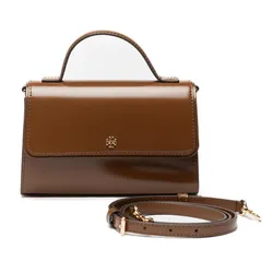 Túi Xách Tay Nữ Tory Burch Emerson Smooth Mini Top Handle Màu Nâu