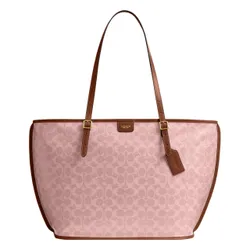 Túi Tote Nữ Coach Taxi Tote Bag In Signature Canvas Màu Hồng
