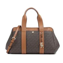 Túi Xách Tay Nữ Michael Kors MK Romee Small Logo Satchel Leather Bag Nâu