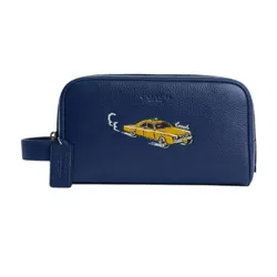 Túi Cầm Tay Nam Coach&nbsp;Small Travel Kit With Car Print CEK63 Màu Xanh Navy