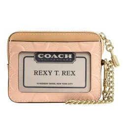 Ví Nữ Coach Zip Card Case In Signature Leather With Charm CFI29 Màu Hồng Cam