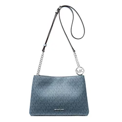 Túi Đeo Chéo Nữ Michael Kors MK Christina Small Signature Logo Crossbody Bag 35T6S8WC0V Màu Xanh Blue