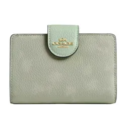 Ví Nữ Coach&nbsp;Medium Corner Zip Wallet With Floral Print Màu CEC30 Xanh Green