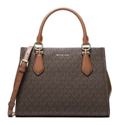 Túi Xách Tay Nữ Michael Kors MK Marilyn Medium Signature Logo Convertible Satchel 35F5G6AS2B Màu Nâu Đen
