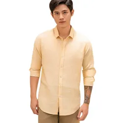 Áo Sơ Mi Nam F2 Fashion & Freedom Men's Yellow Linen Shirt SMM148-V1-S-0619 Màu Vàng&nbsp;Size S